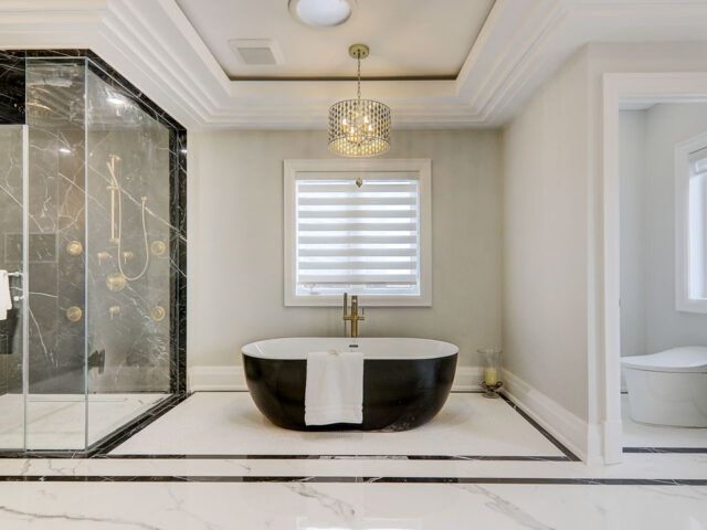 High-end bathroom design with modern tub